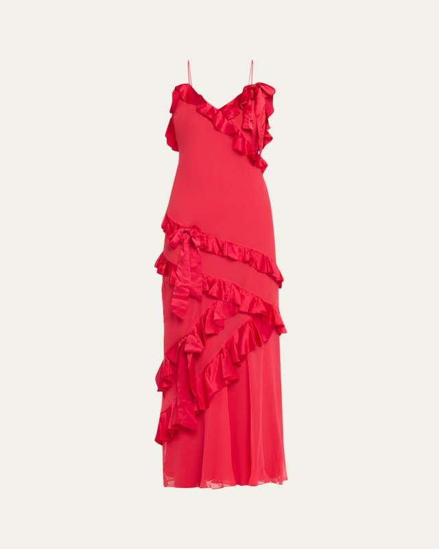Rialto Silk Ruffle Maxi Dress